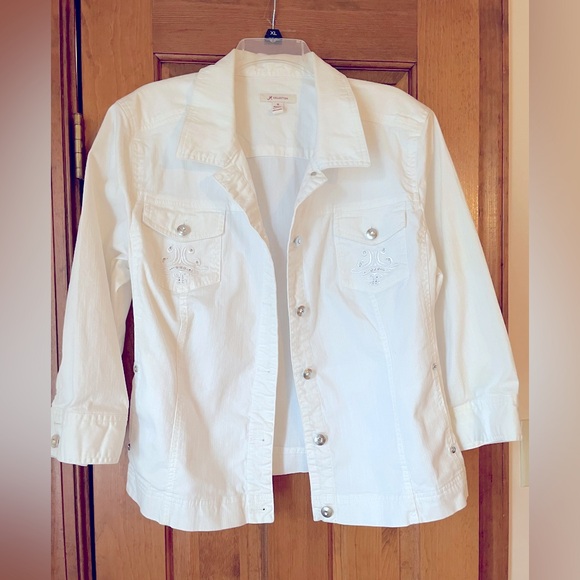 JM Collection Jackets & Blazers - JM Collection white Jean jacket Size 18